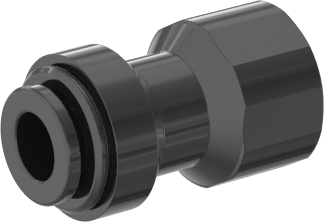 Gıda ve İçecek için İt-Bağlantı Elemanı, Düz Adaptör, 1/4" Boru Dış Çapı için, 7/16"-24 Dişi, Siyah