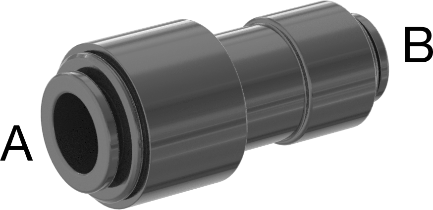 Gıda ve İçecek için İt-Bağlantı Elemanı, Düz Redüktör, 3/8“ x 1/4” Dış Çaplı Boru için, Siyah