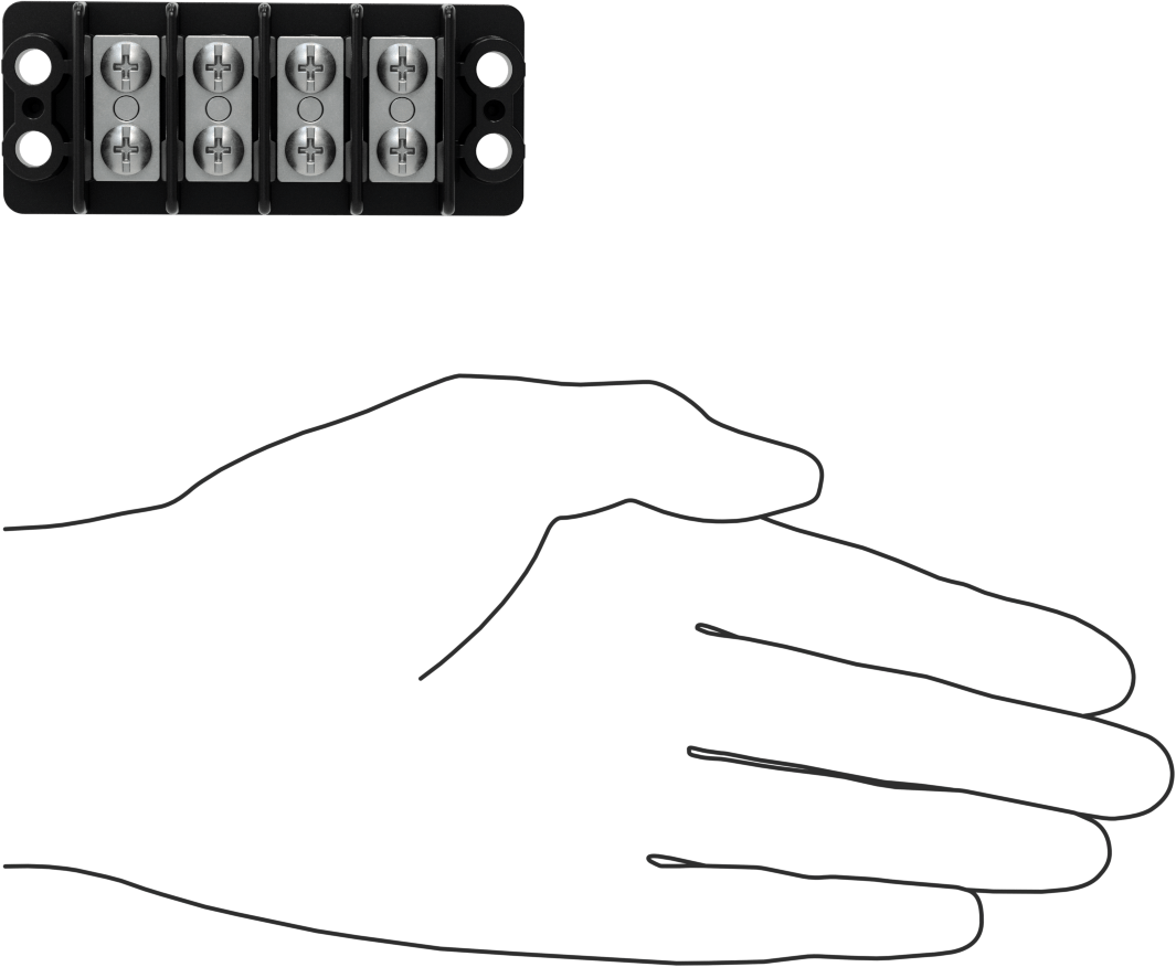 600V AC/600V DC Terminal Bloğu, Dört adet 30A devre, 9/16" Merkezden Merkeze