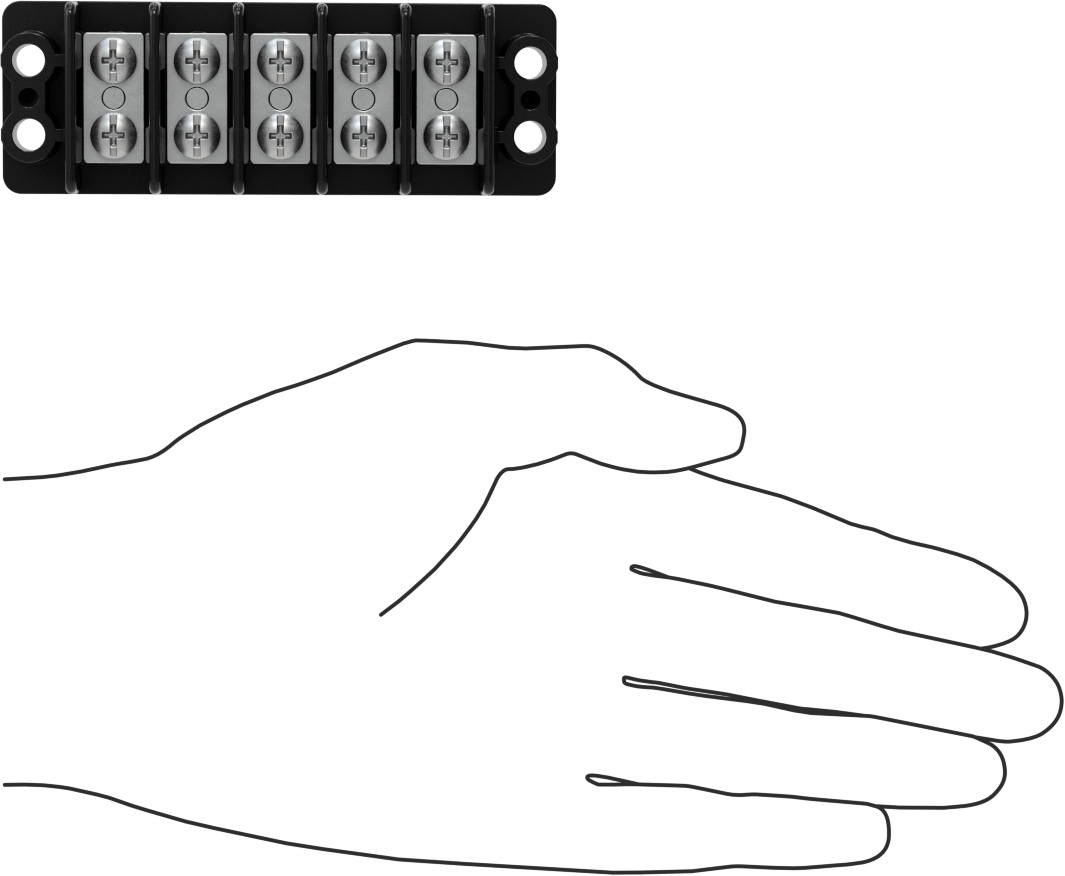 600V AC/600V DC Terminal Bloğu, Beş adet 30A devre, 9/16" Merkezden Merkeze