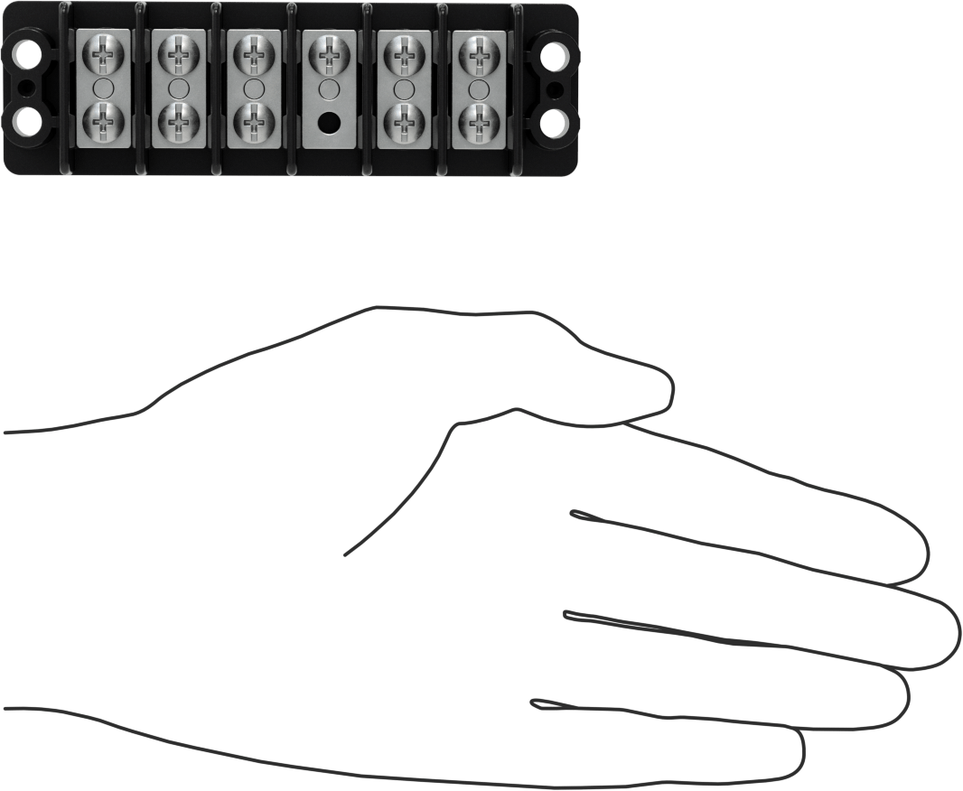 600V AC/600V DC Terminal Bloğu, Altı adet 30A Devre, 9/16" Merkezden Merkeze
