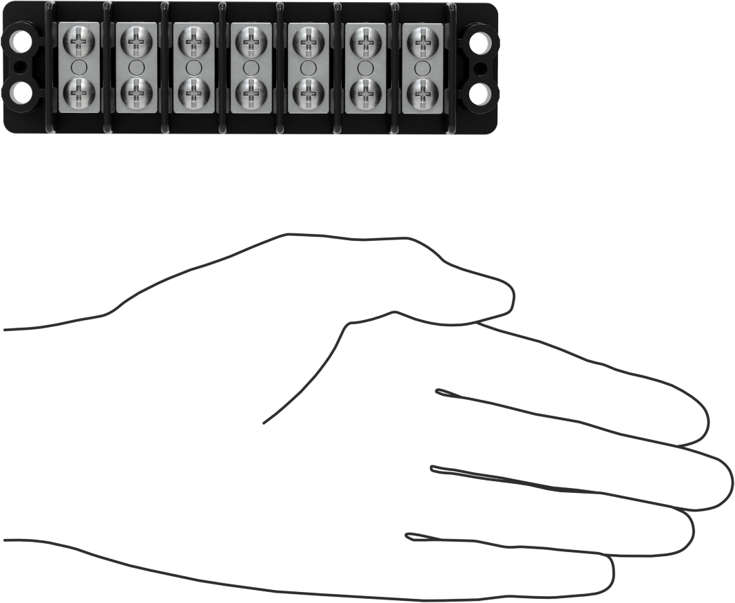 600V AC/600V DC Terminal Bloğu, Yedi adet 30A Devre, 9/16" Merkezden Merkeze