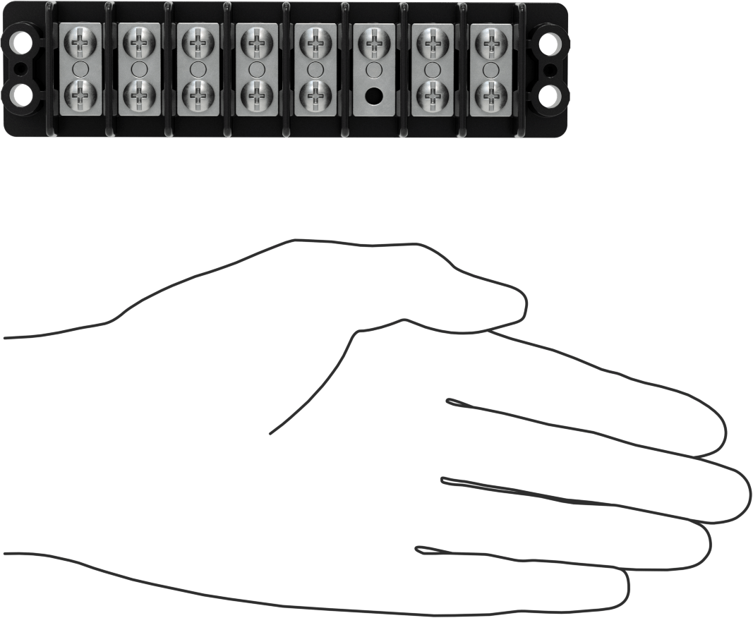 600V AC/600V DC Terminal Bloğu, Sekiz adet 30A Devre, 9/16" Merkezden Merkeze