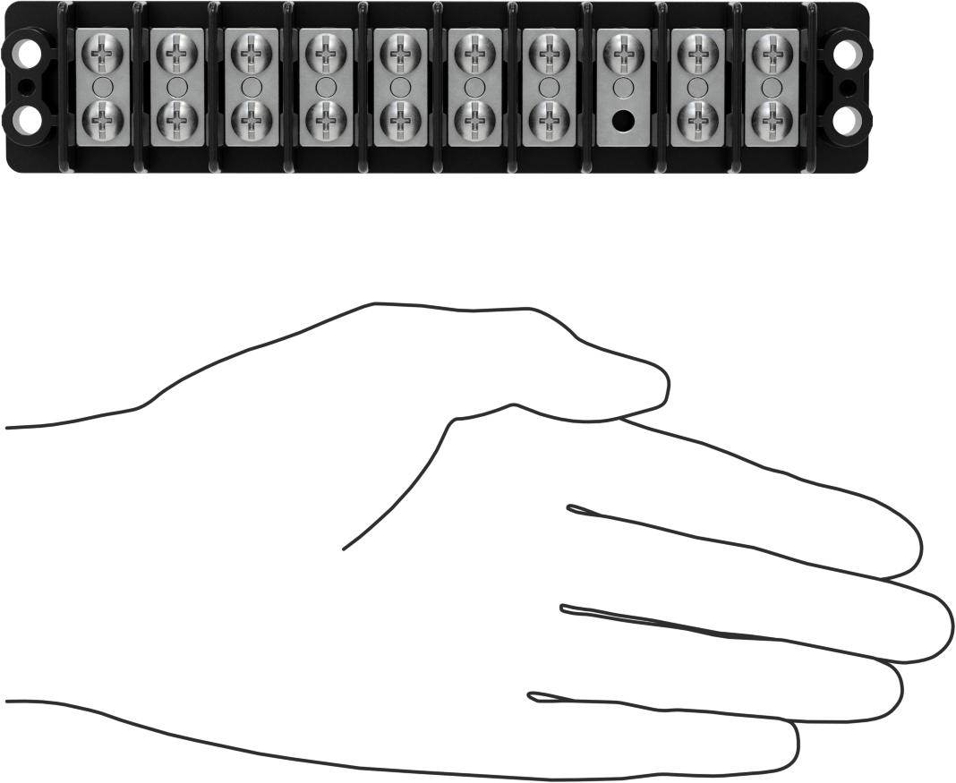 600V AC/600V DC Terminal Bloğu, On adet 30A Devre, 9/16" Merkezden Merkeze