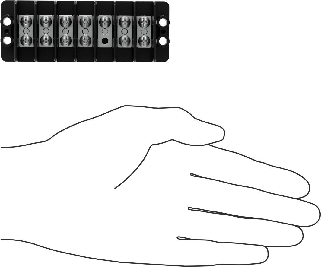 600V AC/600V DC Terminal Bloğu, Yedi Adet 20A Devre, 7/16" Merkezden Merkeze
