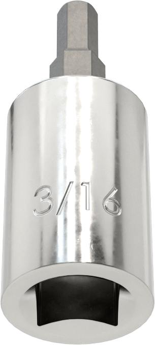 Altıgen Uçlu Soket, Stubby, 3/8" Kare Tahrik, 3/16" Tahrik Boyutu