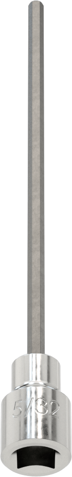 Altıgen Uçlu Soket, Uzatılmış Menzil, 3/8" Kare Tahrik, 5/32" Boyut, 6-1/8" Uzunluk