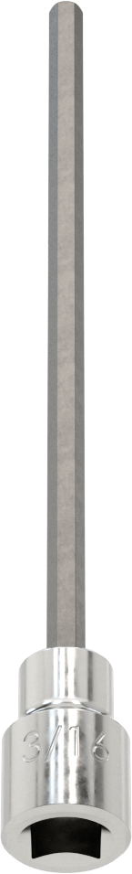 Altıgen Uçlu Soket, Uzatılmış Menzil, 3/8" Kare Tahrik, 3/16" Boyut, 6-1/8" Uzunluk