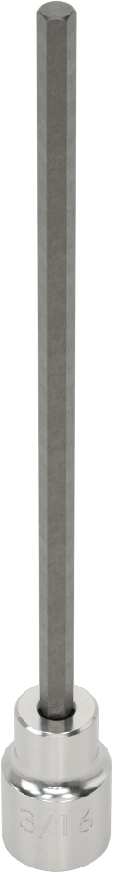 Altıgen Uçlu Soket, Uzatılmış Menzil, 3/8" Kare Tahrik, 3/16" Boyut, 6-1/8" Uzunluk