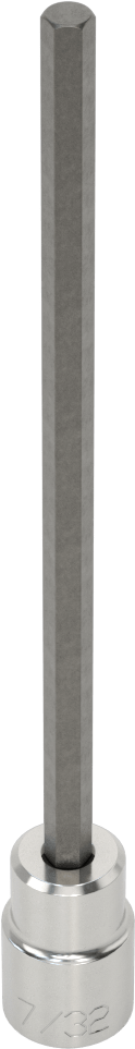 Altıgen Uçlu Soket, Uzatılmış Menzil, 3/8" Kare Tahrik, 7/32" Boyut, 6-1/8" Uzunluk