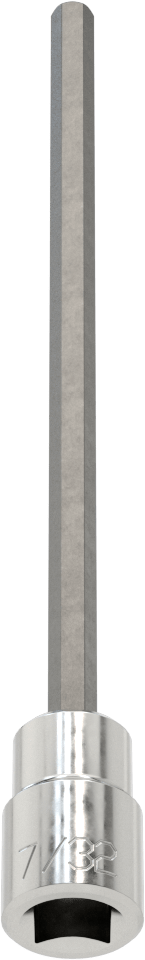 Altıgen Uçlu Soket, Uzatılmış Menzil, 3/8" Kare Tahrik, 7/32" Boyut, 6-1/8" Uzunluk