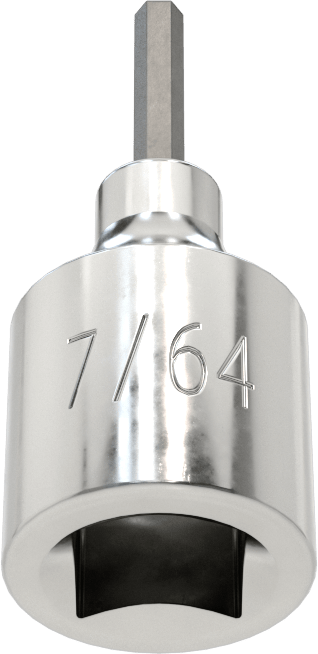 Altıgen Uçlu Soket, Stubby, 3/8" Kare Tahrik, 7/64" Tahrik Boyutu