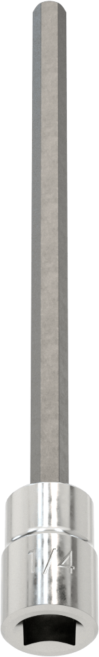 Altıgen Uçlu Soket, Uzatılmış Menzil, 3/8" Kare Tahrik, 1/4" Tahrik Boyutu, 6-1/8" Uzunluk
