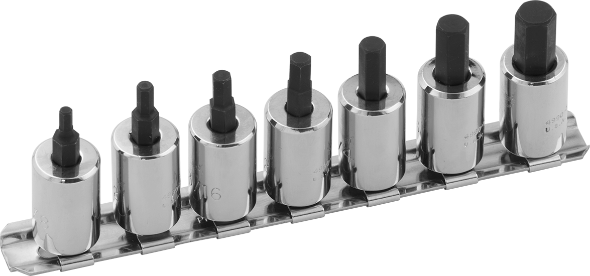 Altıgen Uçlu Soket, 7 Parça Set, Stubby, 3/8" Kare Tahrik, Inches