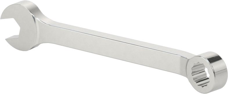 Kısa Kombine Anahtar, 12 Noktalı Açıklıklı, 7 mm Boyut, 3-3/8" Toplam Uzunluk