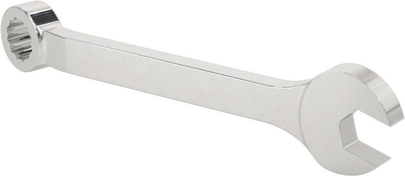 Kısa Kombine Anahtar, 12 Noktalı Açıklıklı, 8 mm Boyut, 3-1/2" Toplam Uzunluk