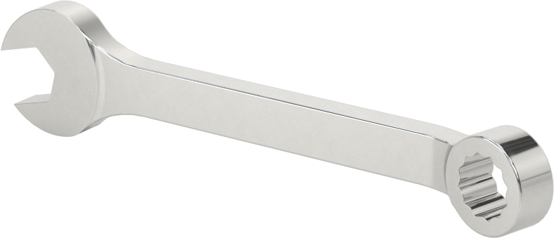 Kısa Kombine Anahtar, 12 Noktalı Açıklıklı, 8 mm Boyut, 3-1/2" Toplam Uzunluk