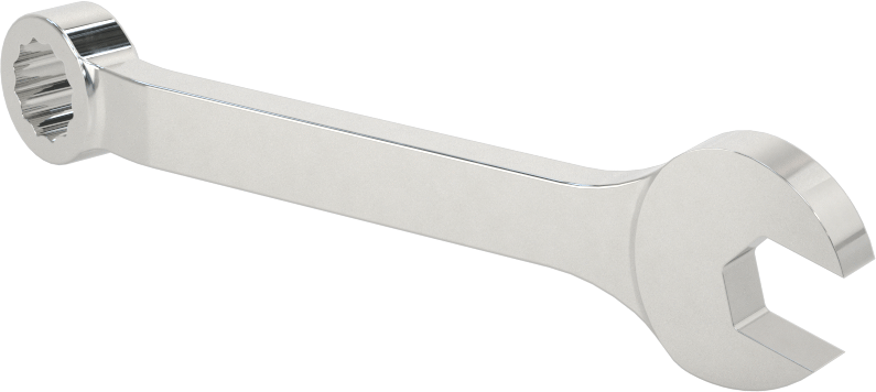 Kısa Kombine Anahtar, 12 Noktalı Açıklıklı, 9 mm Boyut, 3-5/8" Toplam Uzunluk