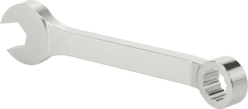 Kısa Kombine Anahtar, 12 Noktalı Açıklıklı, 9 mm Boyut, 3-5/8" Toplam Uzunluk