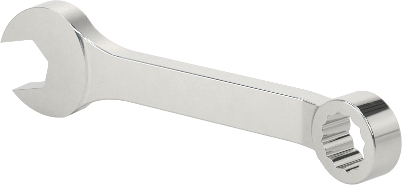 Kısa Kombine Anahtar, 12 Noktalı Açıklıklı, 11 mm Boyut, 3-15/16" Toplam Uzunluk