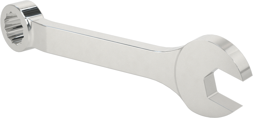 Kısa Kombine Anahtar, 12 Noktalı Açıklıklı, 11 mm Boyut, 3-15/16" Toplam Uzunluk