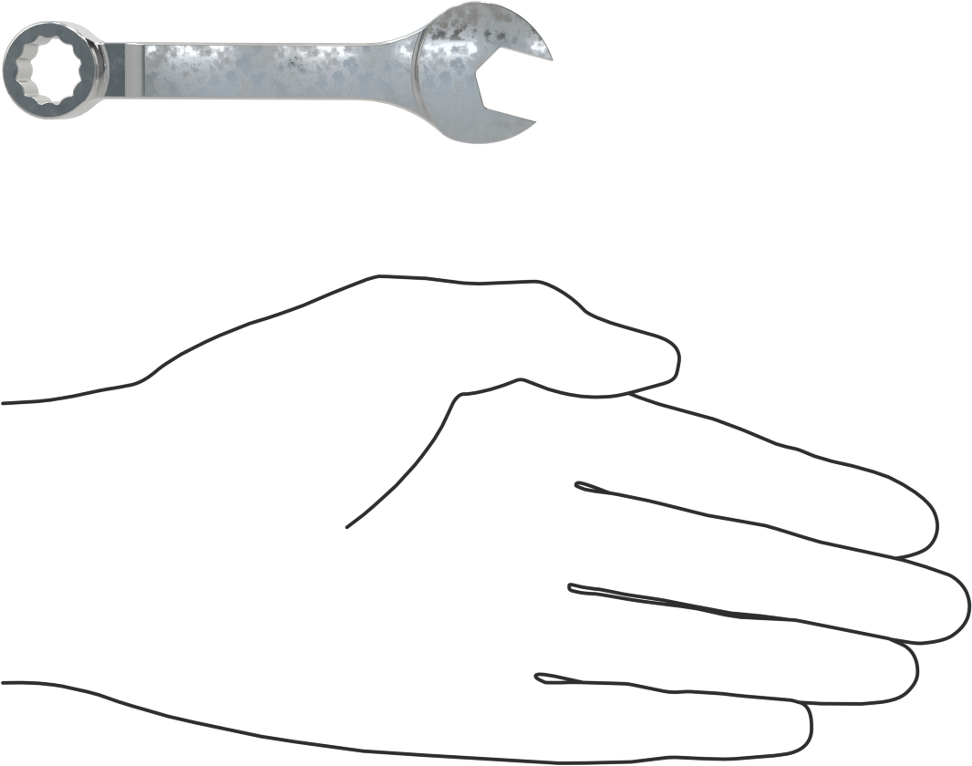 Kısa Kombine Anahtar, 12 Noktalı Açıklıklı, 12 mm Boyut, 4-1/8" Toplam Uzunluk