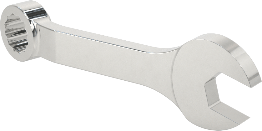 Kısa Kombine Anahtar, 12 Noktalı Açıklıklı, 15 mm Boyut, 4-11/16" Toplam Uzunluk