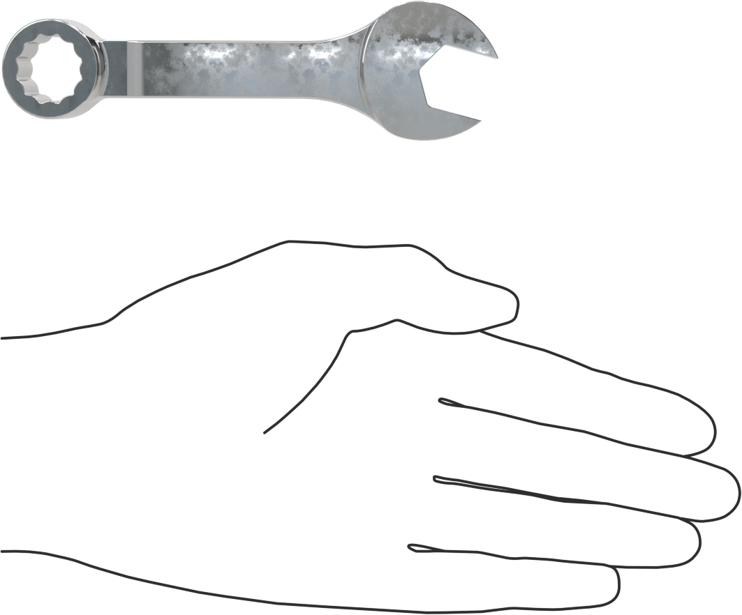 Kısa Kombine Anahtar, 12 Noktalı Açıklıklı, 16 mm Boyut, 4-7/8" Toplam Uzunluk