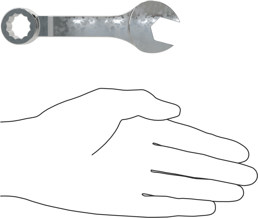 Kısa Kombine Anahtar, 12 Noktalı Açıklıklı, 17 mm Boyut, 5-1/16" Toplam Uzunluk