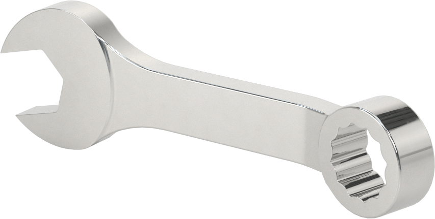 Kısa Kombine Anahtar, 12 Noktalı Açıklıklı, 17 mm Boyut, 5-1/16" Toplam Uzunluk