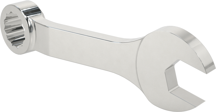 Kısa Kombine Anahtar, 12 Noktalı Açıklıklı, 19 mm Boyut, 5-7/16" Toplam Uzunluk