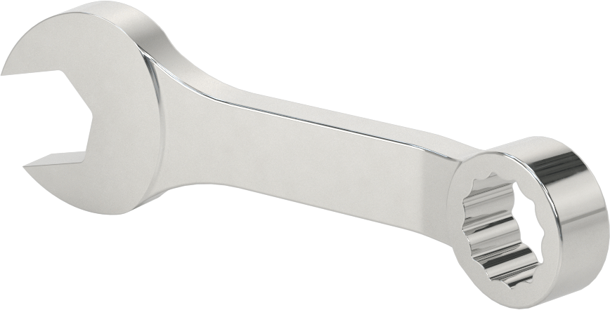 Kısa Kombine Anahtar, 12 Noktalı Açıklıklı, 19 mm Boyut, 5-7/16" Toplam Uzunluk