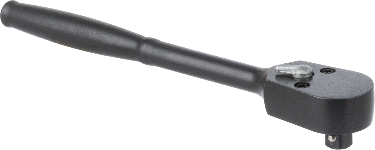 Sızdırmaz Başlı Cırcır Anahtarı, 1/4" Kare Tahrik, 5-1/4" Toplam Uzunluk, Siyah Oksit Çelik