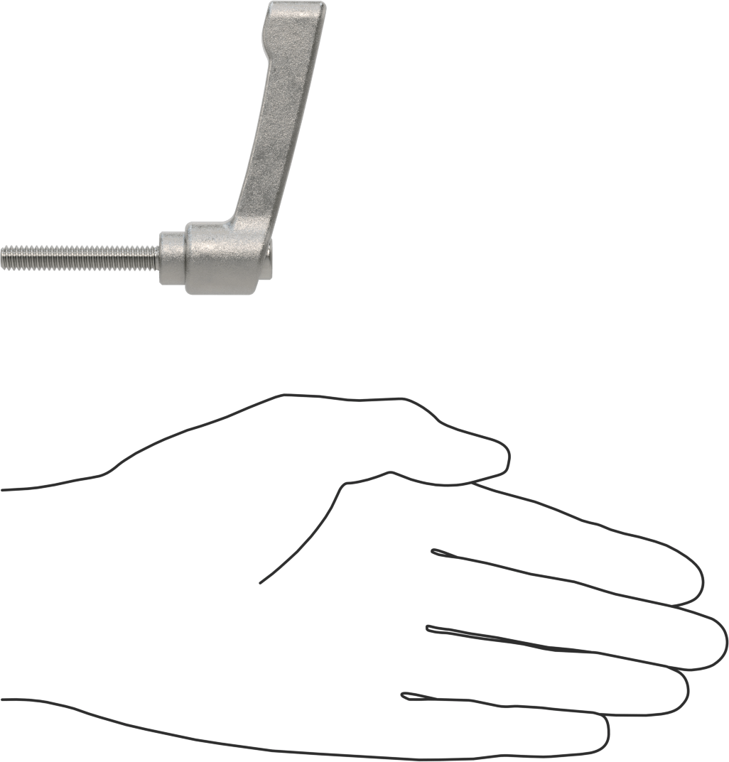 303 Paslanmaz Çelik Ayarlanabilir Tutamak, 1/4“-20 Diş Boyutu x 1-9/16” Uzunlukta Saplama ile