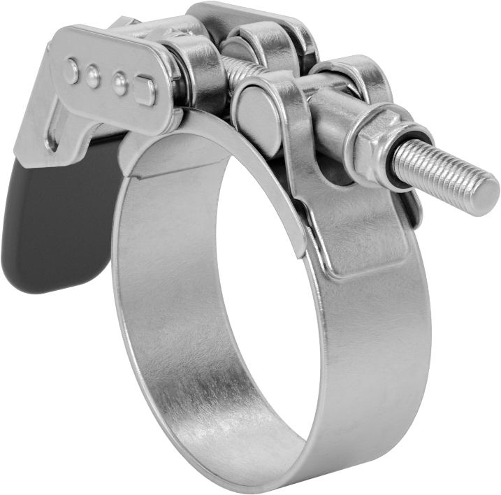 Sert Hortum ve Tüp için Hızlı Açma Cıvata Kelepçesi, 2-11/16“ ila 2-7/8” ve 68 mm ila 73 mm Kelepçe İç Çapı Aralığı