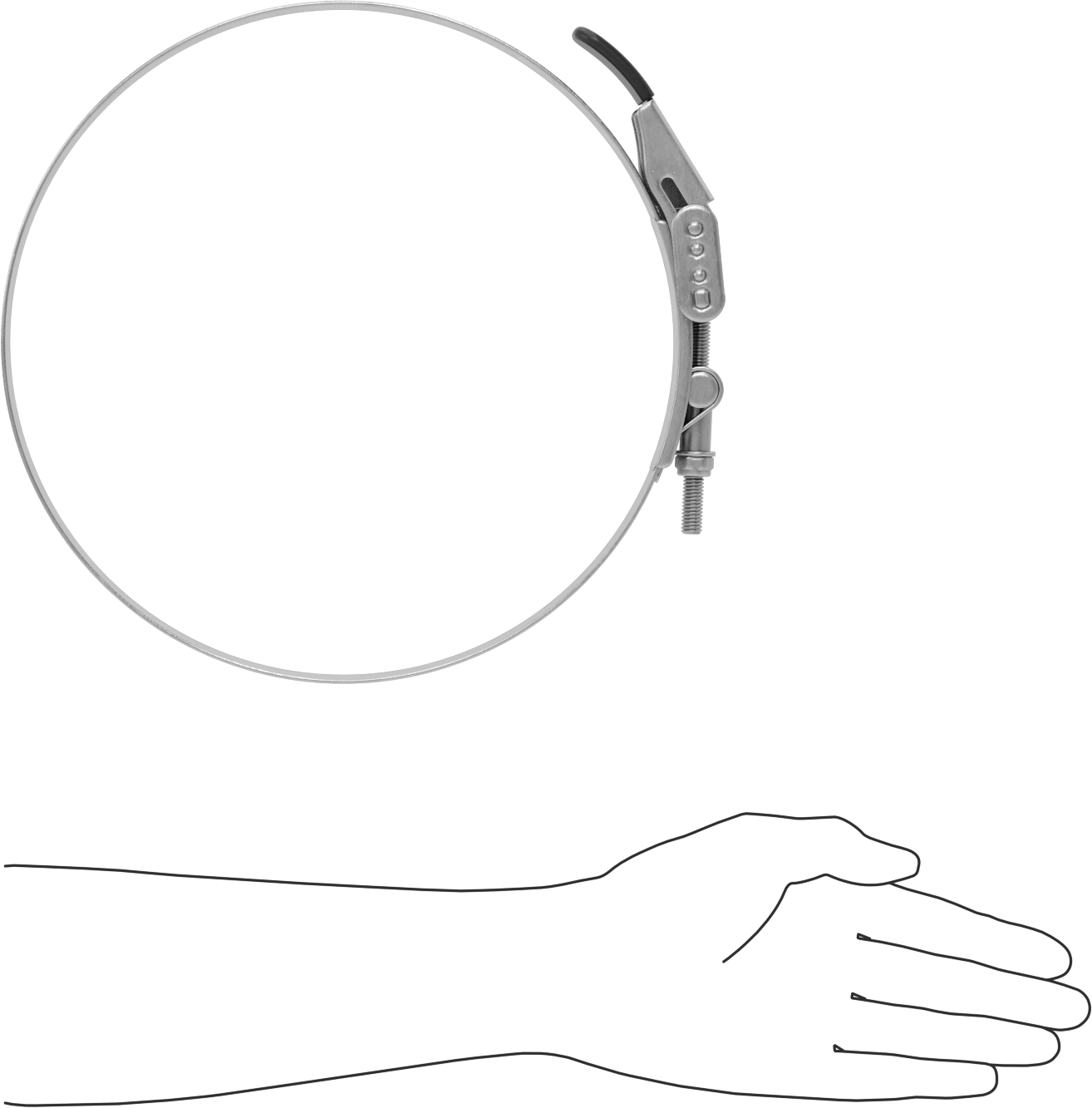 Sert Hortum ve Tüp için Hızlı Açma Cıvata Kelepçesi, 10“ ila 10-3/8” ve 253 mm ila 264 mm Kelepçe İç Çap Aralığı