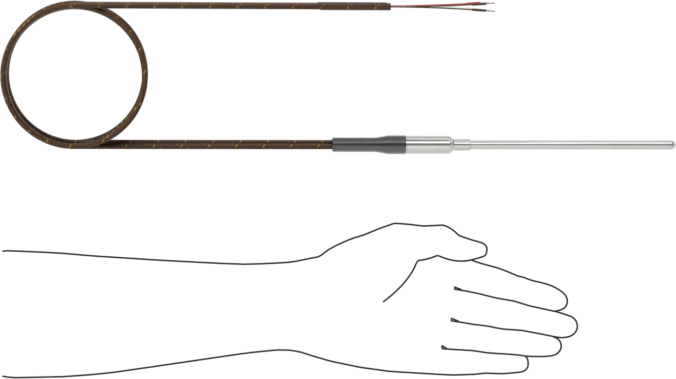 Çift Çıkışlı Termokupl Probu, Sıvılar ve Gazlar için, Tip J/J, 6“ Uzunluk x 1/4” Çaplı Prob