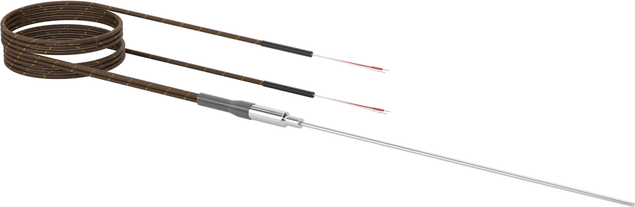 Çift Çıkışlı Termokupl Probu, Sıvılar ve Gazlar için, Tip K/K, 12“ Uzunluk x 1/8” Çaplı Prob