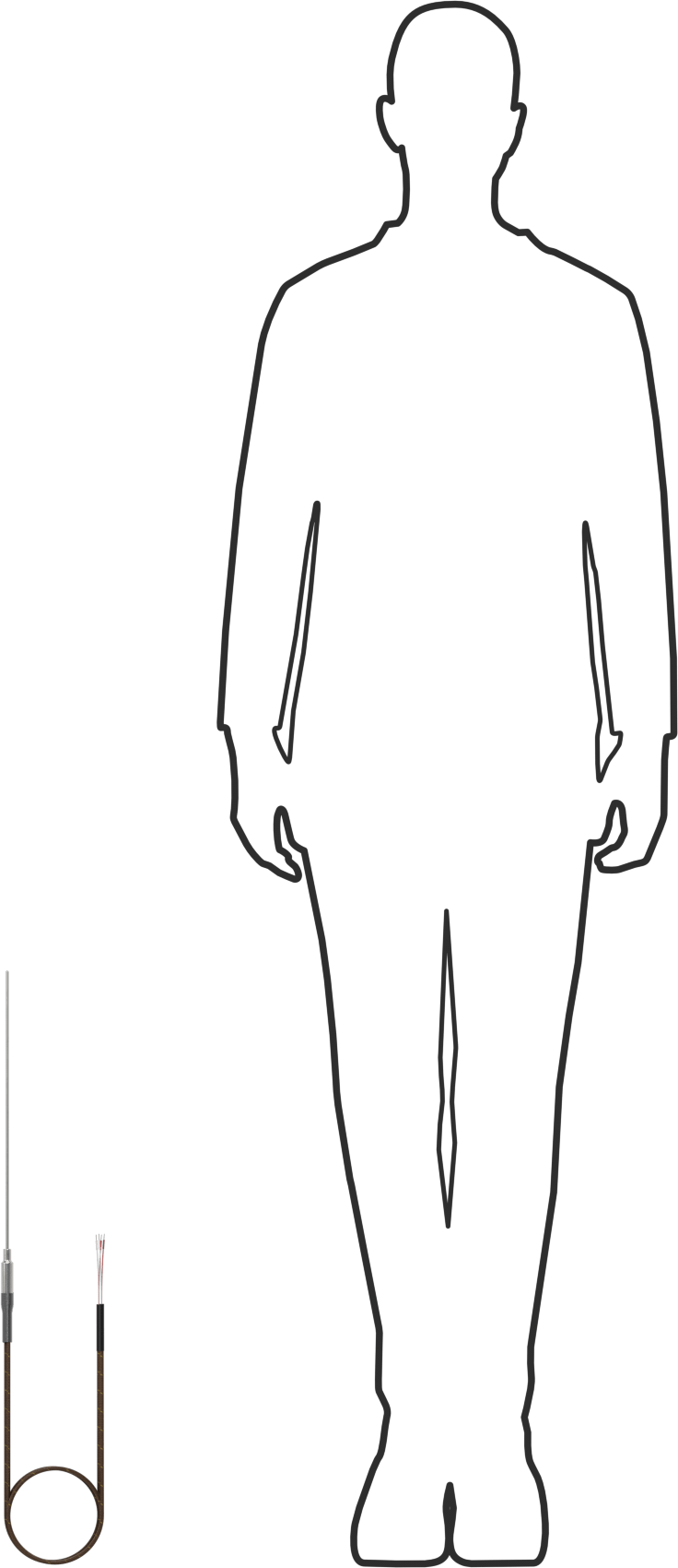Çift Çıkışlı Termokupl Probu, Sıvılar ve Gazlar için, Tip K/K, 12“ Uzunluk x 1/8” Çaplı Prob