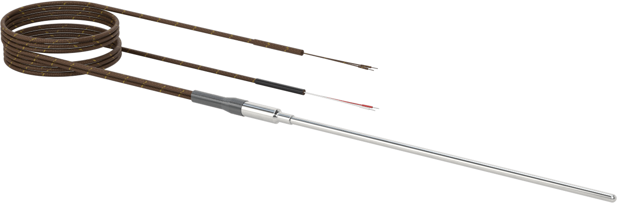 Çift Çıkışlı Termokupl Probu, Sıvılar ve Gazlar için, Tip K/K, 12“ Uzunluk x 1/4” Çaplı Prob