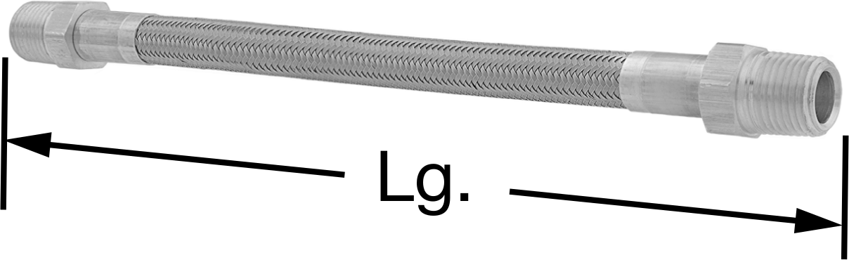 Statik Dağıtıcı Yüksek Basınçlı Kimyasal Hortum, Pirinç 1/8 NPT Erkek Bağlantı Parçaları, 3/16" ID, 5/16" OD, 14" Uzunluk