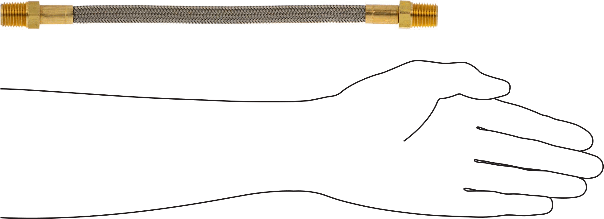 Statik Dağıtıcı Yüksek Basınçlı Kimyasal Hortum, Pirinç 1/4 NPT Erkek Bağlantı Parçaları, 1/4" ID, 3/8" OD, 9 inç Uzunluk