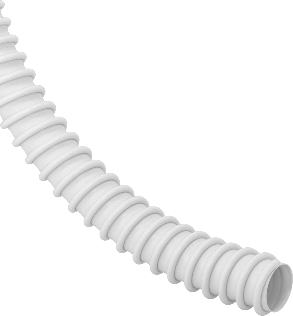 Beyaz TPR Kauçuk Ezilmeye Dayanıklı Esnek Kanal Hortumu, Toz için Aşınma Şeridi ile, 1-3/4" ID, 2-3/16" OD