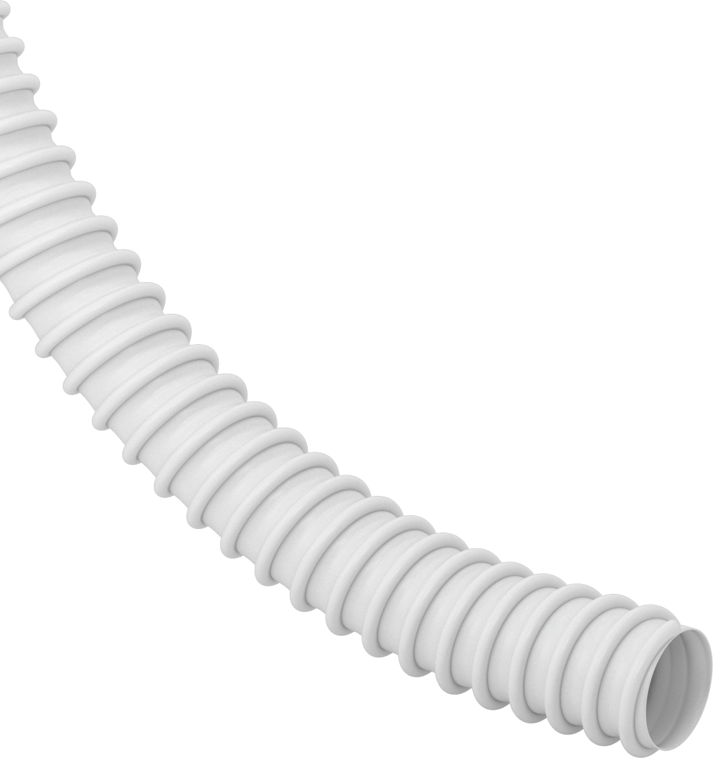 Beyaz TPR Kauçuk Ezilmeye Dayanıklı Esnek Kanal Hortumu, Toz için Aşınma Şeridi ile, 2-1/2" ID, 3-1/16" OD