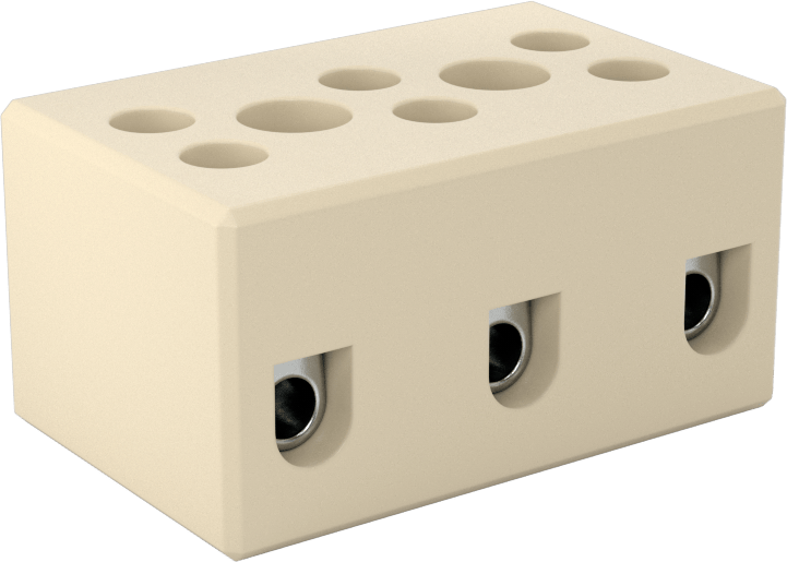 Yüksek Sıcaklık Terminal Bloğu, 300V AC/300V DC, Üç adet 20A devre, 1-7/16" Uzunluk