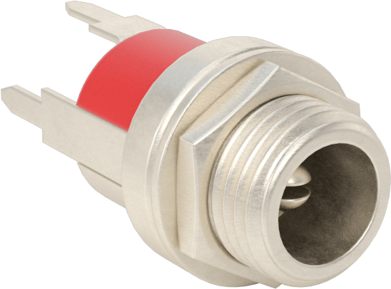 Devre Kartı Silindir Tipi DC Konektörü, Düz Yuva, 2,1 mm fiş ucu iç çapı için