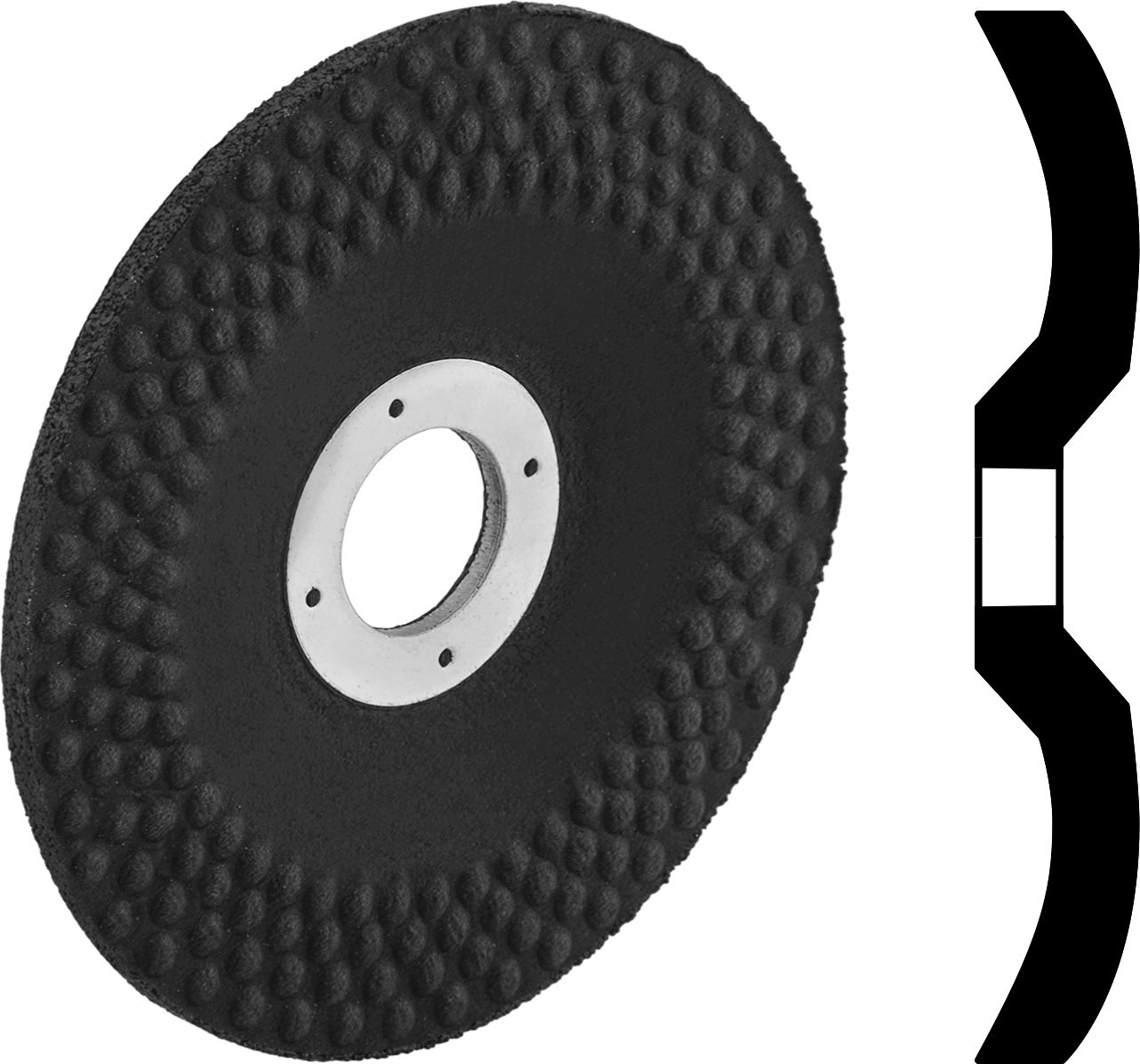 Kavisli Yüzeyli Açılı Taşlama Makinesi Tekerleği - Metallerde Kullanım, Esnek, 4-1/2" Çap, 5/8"-11 Mil Deliği, 36 Kum