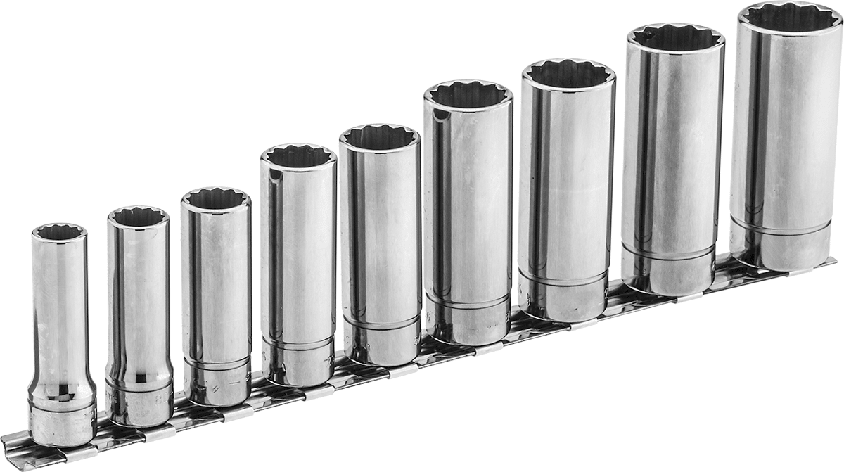 12 Uçlu Soket Seti, 3/8" Kare Tahrik, 9 Parça, Derin