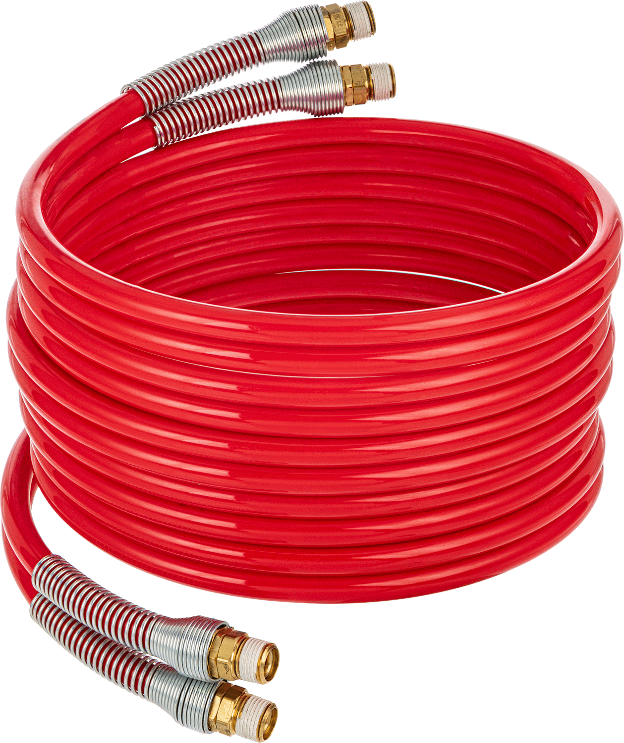 Çift Hatlı Geri Çekilebilir Hava Hortumu, 1/2 Pirinç NPT Erkek Bağlantı Parçaları ile, 5/8" OD, 25 Fit Uzunluk