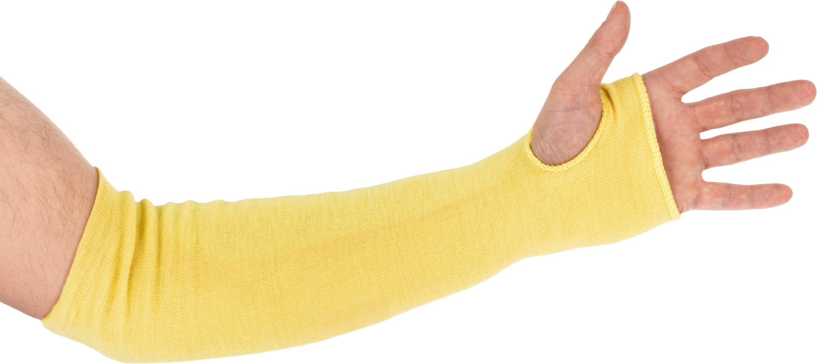 Kevlar Aramid Kumaştan Kesilmeye Karşı Koruyucu Kılıf, Başparmak Yuvası ile, ANSI A4 Kesilme Derecesi, 18 inç Uzunluk
